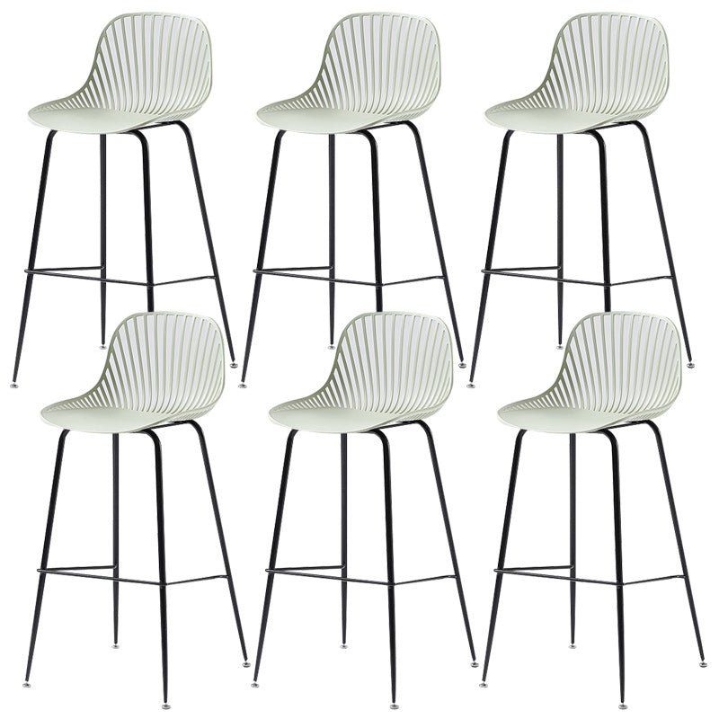 41" Height Backrest Armless Counter Stool Modern Iron Bar Stool with Plastic Cushion Green 6 Piece Set Clearhalo 'Bar Furniture' 'Bar Stools' 'bar_stools' 'furn' 'furn_bar_stools' 'Furniture' 'Kitchen & Dining Furniture' 5267894