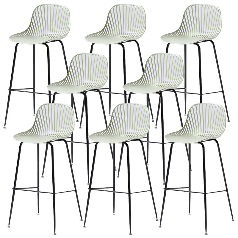 41" Height Backrest Armless Counter Stool Modern Iron Bar Stool with Plastic Cushion Green 8 Piece Set Clearhalo 'Bar Furniture' 'Bar Stools' 'bar_stools' 'furn' 'furn_bar_stools' 'Furniture' 'Kitchen & Dining Furniture' 5267895