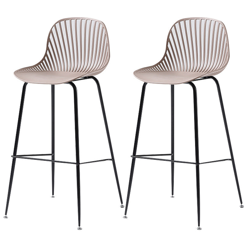 41" Height Backrest Armless Counter Stool Modern Iron Bar Stool with Plastic Cushion Khaki 2 Piece Set Clearhalo 'Bar Furniture' 'Bar Stools' 'bar_stools' 'furn' 'furn_bar_stools' 'Furniture' 'Kitchen & Dining Furniture' 5267896