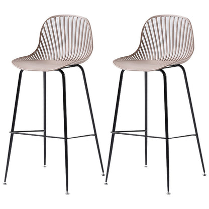 41" Height Backrest Armless Counter Stool Modern Iron Bar Stool with Plastic Cushion Khaki 2 Piece Set Clearhalo 'Bar Furniture' 'Bar Stools' 'bar_stools' 'furn' 'furn_bar_stools' 'Furniture' 'Kitchen & Dining Furniture' 5267896