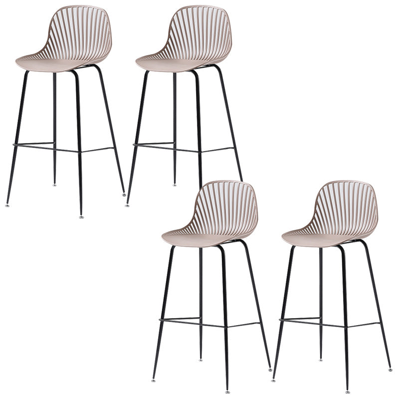 41" Height Backrest Armless Counter Stool Modern Iron Bar Stool with Plastic Cushion Khaki 4 Piece Set Clearhalo 'Bar Furniture' 'Bar Stools' 'bar_stools' 'furn' 'furn_bar_stools' 'Furniture' 'Kitchen & Dining Furniture' 5267897