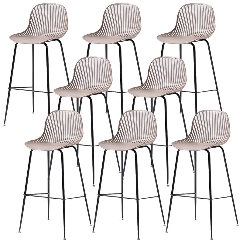 41" Height Backrest Armless Counter Stool Modern Iron Bar Stool with Plastic Cushion Khaki 8 Piece Set Clearhalo 'Bar Furniture' 'Bar Stools' 'bar_stools' 'furn' 'furn_bar_stools' 'Furniture' 'Kitchen & Dining Furniture' 5267899