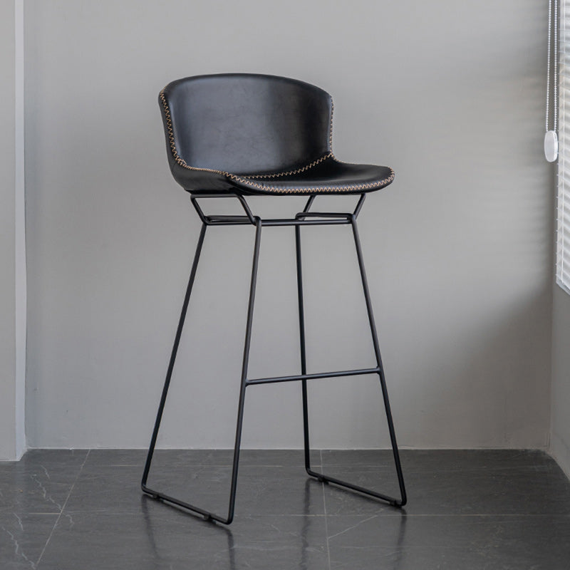 Tabouret de comptoir sans arme de dos moderne tabouret de fer avec base de métal noir