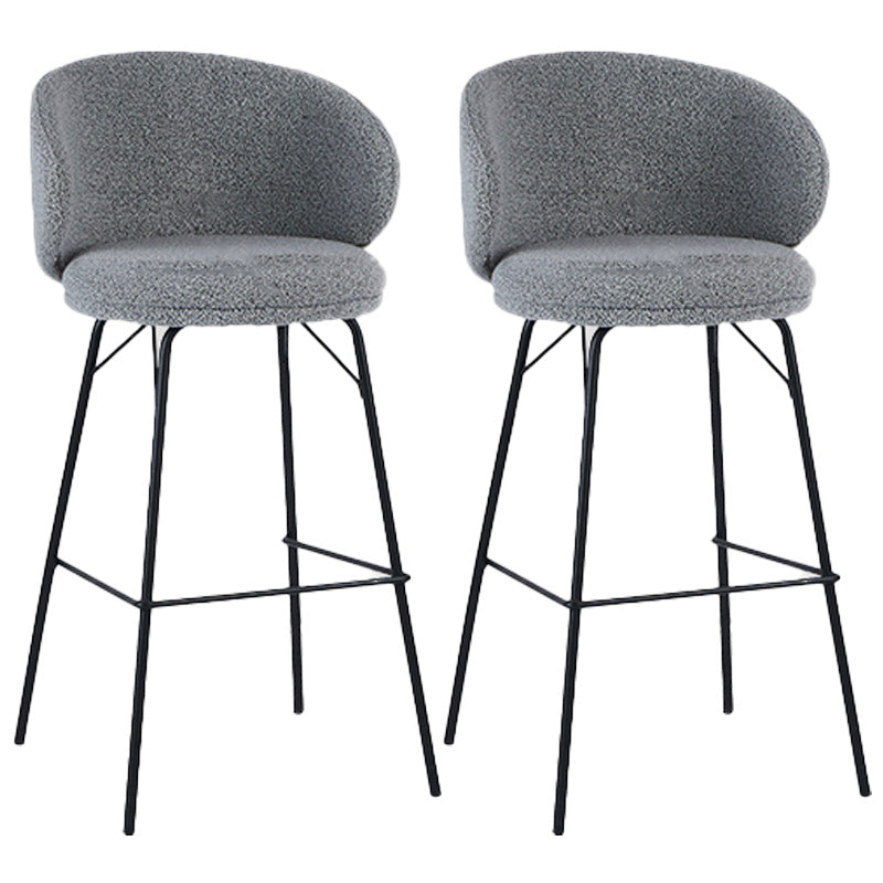 Modern Backrest Armless Counter Stool Upholstered Bar Stool with Metal 4 Legs Gray 2 Piece Set Counter Stool(26"H) Clearhalo 'Bar Furniture' 'Bar Stools' 'bar_stools' 'furn' 'furn_bar_stools' 'Furniture' 'Kitchen & Dining Furniture' 5268278