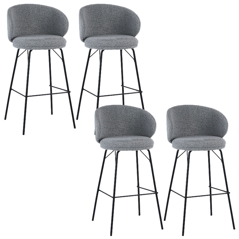 Modern Backrest Armless Counter Stool Upholstered Bar Stool with Metal 4 Legs Gray 4 Piece Set Counter Stool(26"H) Clearhalo 'Bar Furniture' 'Bar Stools' 'bar_stools' 'furn' 'furn_bar_stools' 'Furniture' 'Kitchen & Dining Furniture' 5268280