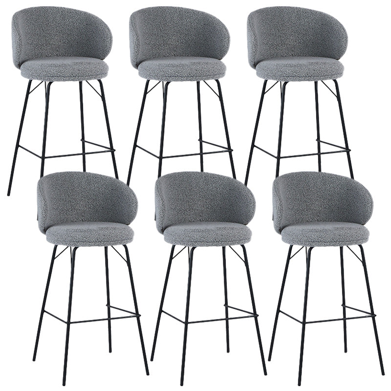 Modern Backrest Armless Counter Stool Upholstered Bar Stool with Metal 4 Legs Gray 6 Piece Set Counter Stool(26"H) Clearhalo 'Bar Furniture' 'Bar Stools' 'bar_stools' 'furn' 'furn_bar_stools' 'Furniture' 'Kitchen & Dining Furniture' 5268282