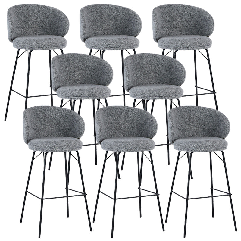 Modern Backrest Armless Counter Stool Upholstered Bar Stool with Metal 4 Legs Gray 8 Piece Set Counter Stool(26"H) Clearhalo 'Bar Furniture' 'Bar Stools' 'bar_stools' 'furn' 'furn_bar_stools' 'Furniture' 'Kitchen & Dining Furniture' 5268284