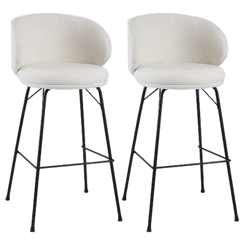 Modern Backrest Armless Counter Stool Upholstered Bar Stool with Metal 4 Legs White 2 Piece Set Counter Stool(26"H) Clearhalo 'Bar Furniture' 'Bar Stools' 'bar_stools' 'furn' 'furn_bar_stools' 'Furniture' 'Kitchen & Dining Furniture' 5268286