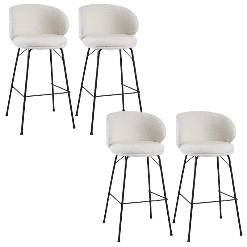 Modern Backrest Armless Counter Stool Upholstered Bar Stool with Metal 4 Legs White 4 Piece Set Counter Stool(26"H) Clearhalo 'Bar Furniture' 'Bar Stools' 'bar_stools' 'furn' 'furn_bar_stools' 'Furniture' 'Kitchen & Dining Furniture' 5268288