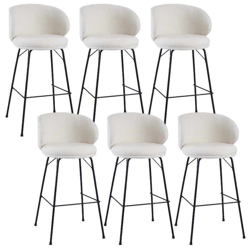 Modern Backrest Armless Counter Stool Upholstered Bar Stool with Metal 4 Legs White 6 Piece Set Counter Stool(26"H) Clearhalo 'Bar Furniture' 'Bar Stools' 'bar_stools' 'furn' 'furn_bar_stools' 'Furniture' 'Kitchen & Dining Furniture' 5268290