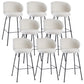 Modern Backrest Armless Counter Stool Upholstered Bar Stool with Metal 4 Legs White 8 Piece Set Counter Stool(26"H) Clearhalo 'Bar Furniture' 'Bar Stools' 'bar_stools' 'furn' 'furn_bar_stools' 'Furniture' 'Kitchen & Dining Furniture' 5268292