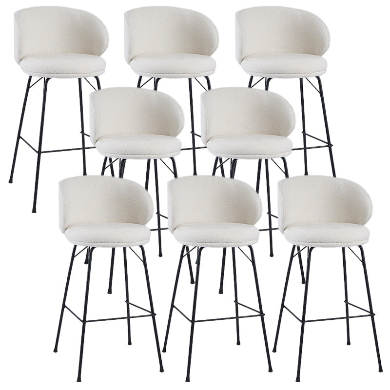 Modern Backrest Armless Counter Stool Upholstered Bar Stool with Metal 4 Legs White 8 Piece Set Counter Stool(26"H) Clearhalo 'Bar Furniture' 'Bar Stools' 'bar_stools' 'furn' 'furn_bar_stools' 'Furniture' 'Kitchen & Dining Furniture' 5268292