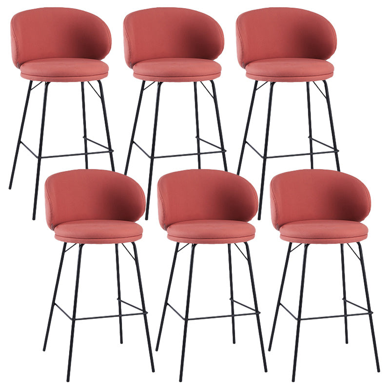 Modern Backrest Armless Counter Stool Upholstered Bar Stool with Metal 4 Legs Red 6 Piece Set Counter Stool(26"H) Clearhalo 'Bar Furniture' 'Bar Stools' 'bar_stools' 'furn' 'furn_bar_stools' 'Furniture' 'Kitchen & Dining Furniture' 5268297