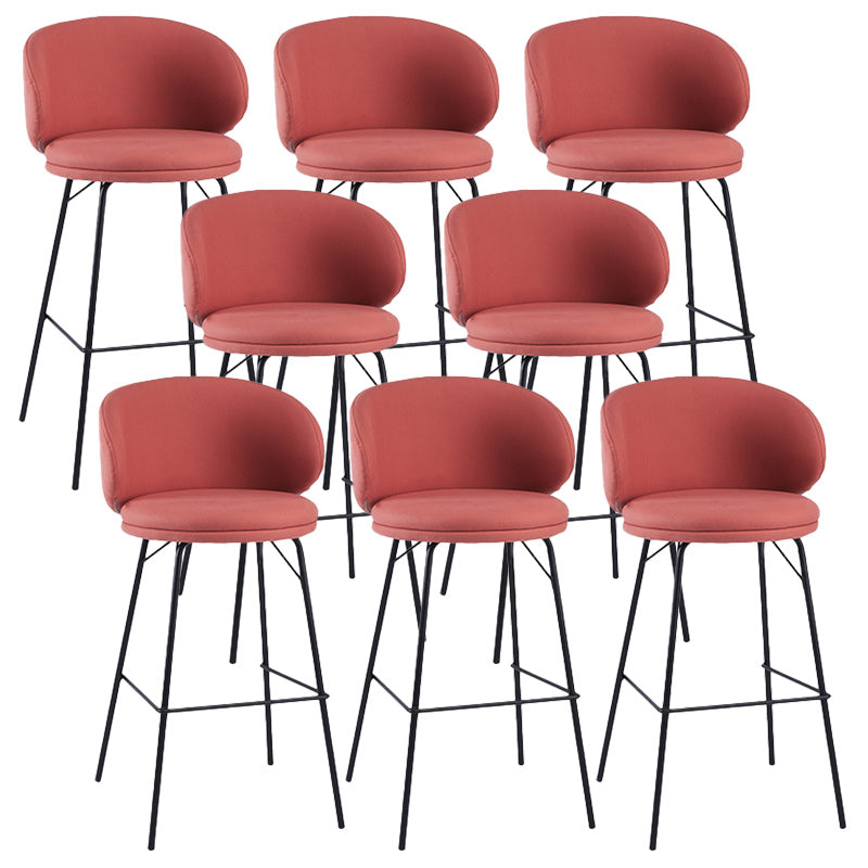 Modern Backrest Armless Counter Stool Upholstered Bar Stool with Metal 4 Legs Red 8 Piece Set Counter Stool(26"H) Clearhalo 'Bar Furniture' 'Bar Stools' 'bar_stools' 'furn' 'furn_bar_stools' 'Furniture' 'Kitchen & Dining Furniture' 5268299