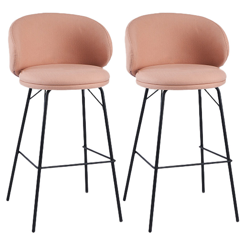 Modern Backrest Armless Counter Stool Upholstered Bar Stool with Metal 4 Legs Pink 2 Piece Set Counter Stool(26"H) Clearhalo 'Bar Furniture' 'Bar Stools' 'bar_stools' 'furn' 'furn_bar_stools' 'Furniture' 'Kitchen & Dining Furniture' 5268300