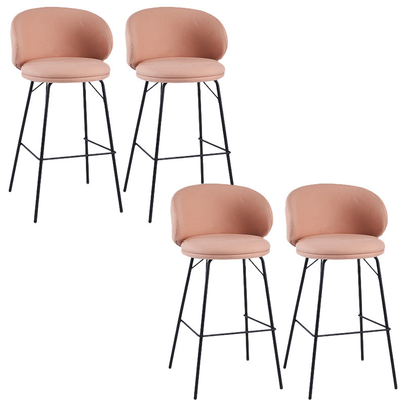 Modern Backrest Armless Counter Stool Upholstered Bar Stool with Metal 4 Legs Pink 4 Piece Set Counter Stool(26"H) Clearhalo 'Bar Furniture' 'Bar Stools' 'bar_stools' 'furn' 'furn_bar_stools' 'Furniture' 'Kitchen & Dining Furniture' 5268301