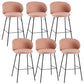 Modern Backrest Armless Counter Stool Upholstered Bar Stool with Metal 4 Legs Pink 6 Piece Set Counter Stool(26"H) Clearhalo 'Bar Furniture' 'Bar Stools' 'bar_stools' 'furn' 'furn_bar_stools' 'Furniture' 'Kitchen & Dining Furniture' 5268302