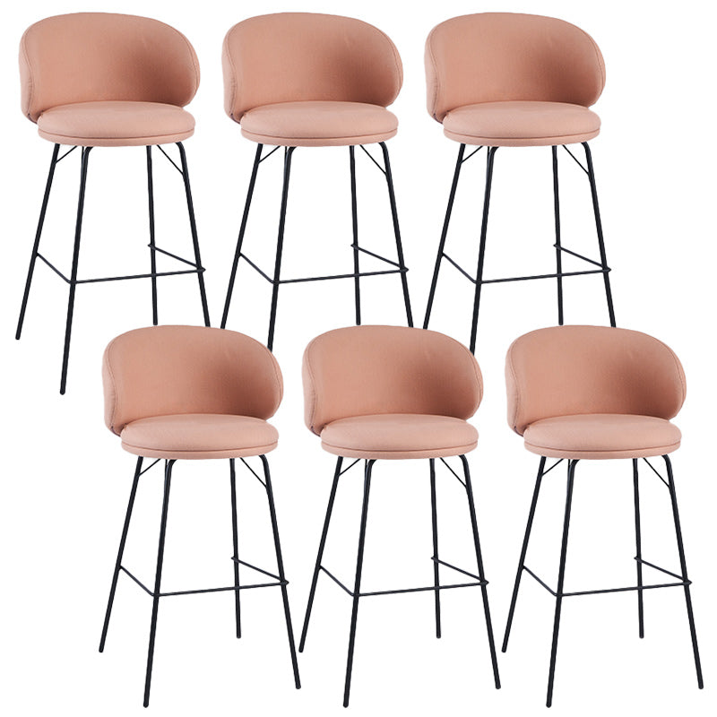 Modern Backrest Armless Counter Stool Upholstered Bar Stool with Metal 4 Legs Pink 6 Piece Set Counter Stool(26"H) Clearhalo 'Bar Furniture' 'Bar Stools' 'bar_stools' 'furn' 'furn_bar_stools' 'Furniture' 'Kitchen & Dining Furniture' 5268302
