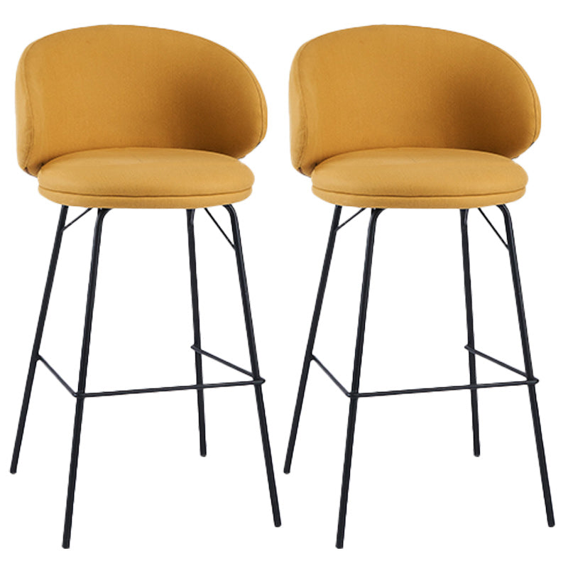 Modern Backrest Armless Counter Stool Upholstered Bar Stool with Metal 4 Legs Yellow 2 Piece Set Counter Stool(26"H) Clearhalo 'Bar Furniture' 'Bar Stools' 'bar_stools' 'furn' 'furn_bar_stools' 'Furniture' 'Kitchen & Dining Furniture' 5268304