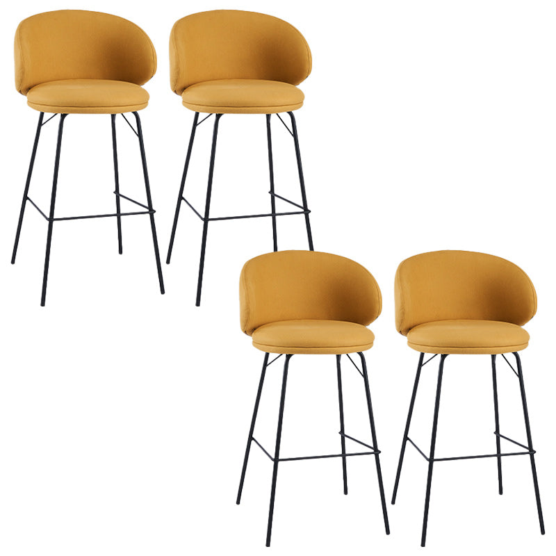 Modern Backrest Armless Counter Stool Upholstered Bar Stool with Metal 4 Legs Yellow 4 Piece Set Counter Stool(26"H) Clearhalo 'Bar Furniture' 'Bar Stools' 'bar_stools' 'furn' 'furn_bar_stools' 'Furniture' 'Kitchen & Dining Furniture' 5268305