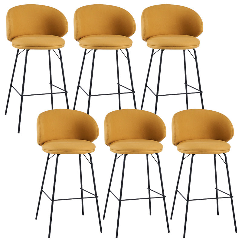 Modern Backrest Armless Counter Stool Upholstered Bar Stool with Metal 4 Legs Yellow 6 Piece Set Counter Stool(26"H) Clearhalo 'Bar Furniture' 'Bar Stools' 'bar_stools' 'furn' 'furn_bar_stools' 'Furniture' 'Kitchen & Dining Furniture' 5268306