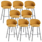 Modern Backrest Armless Counter Stool Upholstered Bar Stool with Metal 4 Legs Yellow 8 Piece Set Counter Stool(26"H) Clearhalo 'Bar Furniture' 'Bar Stools' 'bar_stools' 'furn' 'furn_bar_stools' 'Furniture' 'Kitchen & Dining Furniture' 5268307