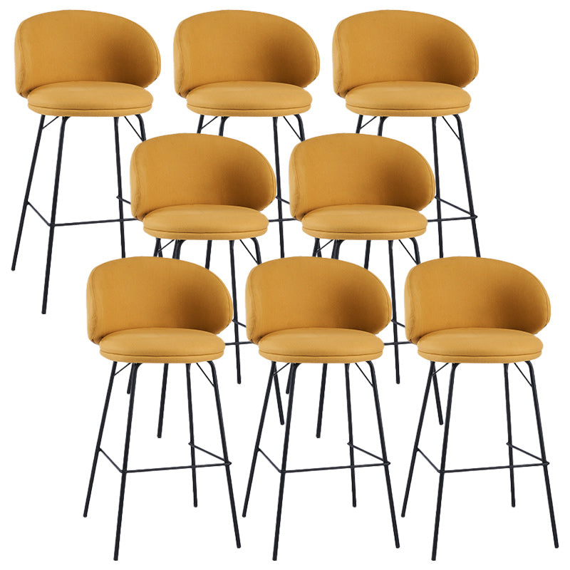 Modern Backrest Armless Counter Stool Upholstered Bar Stool with Metal 4 Legs Yellow 8 Piece Set Counter Stool(26"H) Clearhalo 'Bar Furniture' 'Bar Stools' 'bar_stools' 'furn' 'furn_bar_stools' 'Furniture' 'Kitchen & Dining Furniture' 5268307