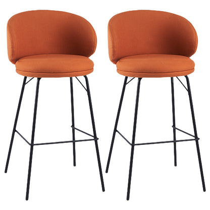 Modern Backrest Armless Counter Stool Upholstered Bar Stool with Metal 4 Legs Orange 2 Piece Set Counter Stool(26"H) Clearhalo 'Bar Furniture' 'Bar Stools' 'bar_stools' 'furn' 'furn_bar_stools' 'Furniture' 'Kitchen & Dining Furniture' 5268308