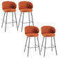 Modern Backrest Armless Counter Stool Upholstered Bar Stool with Metal 4 Legs Orange 4 Piece Set Counter Stool(26"H) Clearhalo 'Bar Furniture' 'Bar Stools' 'bar_stools' 'furn' 'furn_bar_stools' 'Furniture' 'Kitchen & Dining Furniture' 5268309