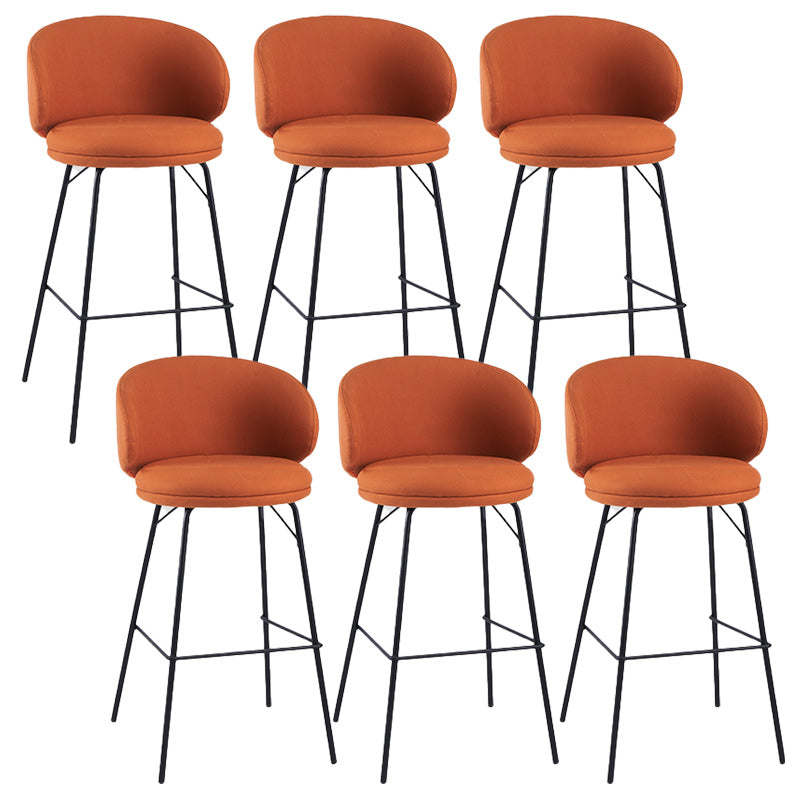 Modern Backrest Armless Counter Stool Upholstered Bar Stool with Metal 4 Legs Orange 6 Piece Set Counter Stool(26"H) Clearhalo 'Bar Furniture' 'Bar Stools' 'bar_stools' 'furn' 'furn_bar_stools' 'Furniture' 'Kitchen & Dining Furniture' 5268310
