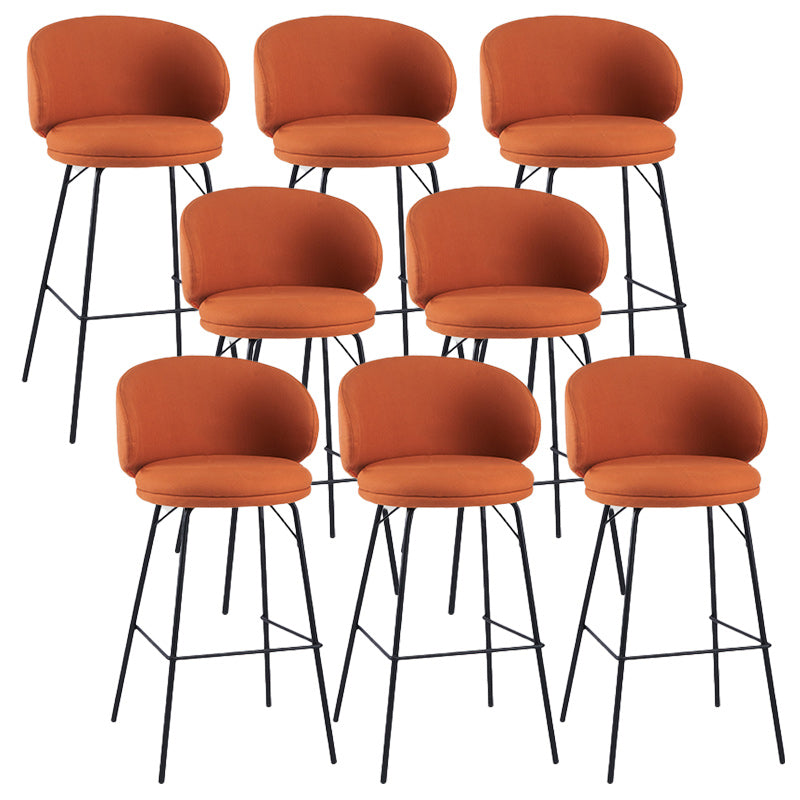 Modern Backrest Armless Counter Stool Upholstered Bar Stool with Metal 4 Legs Orange 8 Piece Set Counter Stool(26"H) Clearhalo 'Bar Furniture' 'Bar Stools' 'bar_stools' 'furn' 'furn_bar_stools' 'Furniture' 'Kitchen & Dining Furniture' 5268311