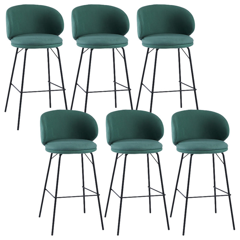 Modern Backrest Armless Counter Stool Upholstered Bar Stool with Metal 4 Legs Green 6 Piece Set Counter Stool(26"H) Clearhalo 'Bar Furniture' 'Bar Stools' 'bar_stools' 'furn' 'furn_bar_stools' 'Furniture' 'Kitchen & Dining Furniture' 5268314