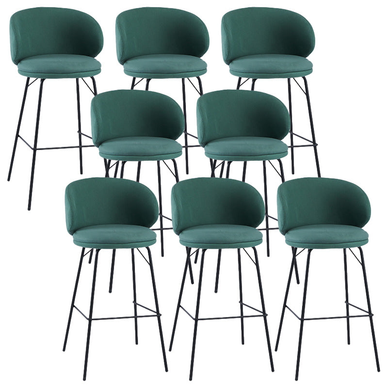 Modern Backrest Armless Counter Stool Upholstered Bar Stool with Metal 4 Legs Green 8 Piece Set Counter Stool(26"H) Clearhalo 'Bar Furniture' 'Bar Stools' 'bar_stools' 'furn' 'furn_bar_stools' 'Furniture' 'Kitchen & Dining Furniture' 5268315
