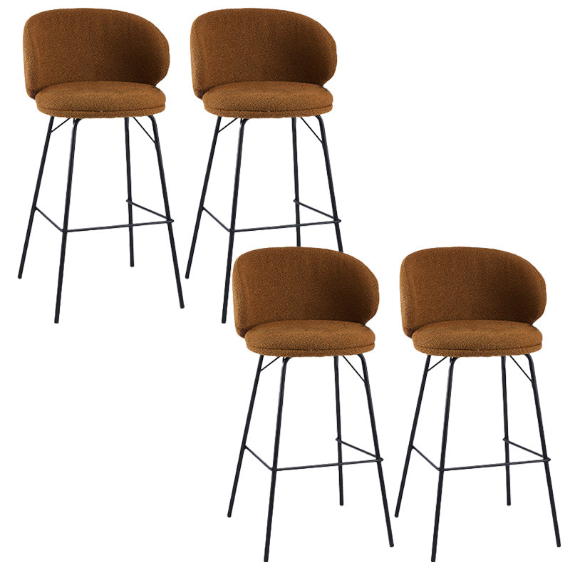 Modern Backrest Armless Counter Stool Upholstered Bar Stool with Metal 4 Legs Brown 4 Piece Set Counter Stool(26"H) Clearhalo 'Bar Furniture' 'Bar Stools' 'bar_stools' 'furn' 'furn_bar_stools' 'Furniture' 'Kitchen & Dining Furniture' 5268317