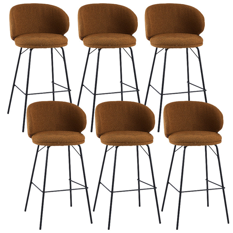 Modern Backrest Armless Counter Stool Upholstered Bar Stool with Metal 4 Legs Brown 6 Piece Set Counter Stool(26"H) Clearhalo 'Bar Furniture' 'Bar Stools' 'bar_stools' 'furn' 'furn_bar_stools' 'Furniture' 'Kitchen & Dining Furniture' 5268318
