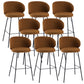 Modern Backrest Armless Counter Stool Upholstered Bar Stool with Metal 4 Legs Brown 8 Piece Set Counter Stool(26"H) Clearhalo 'Bar Furniture' 'Bar Stools' 'bar_stools' 'furn' 'furn_bar_stools' 'Furniture' 'Kitchen & Dining Furniture' 5268319