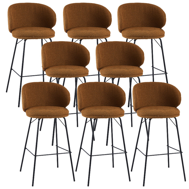 Modern Backrest Armless Counter Stool Upholstered Bar Stool with Metal 4 Legs Brown 8 Piece Set Counter Stool(26"H) Clearhalo 'Bar Furniture' 'Bar Stools' 'bar_stools' 'furn' 'furn_bar_stools' 'Furniture' 'Kitchen & Dining Furniture' 5268319