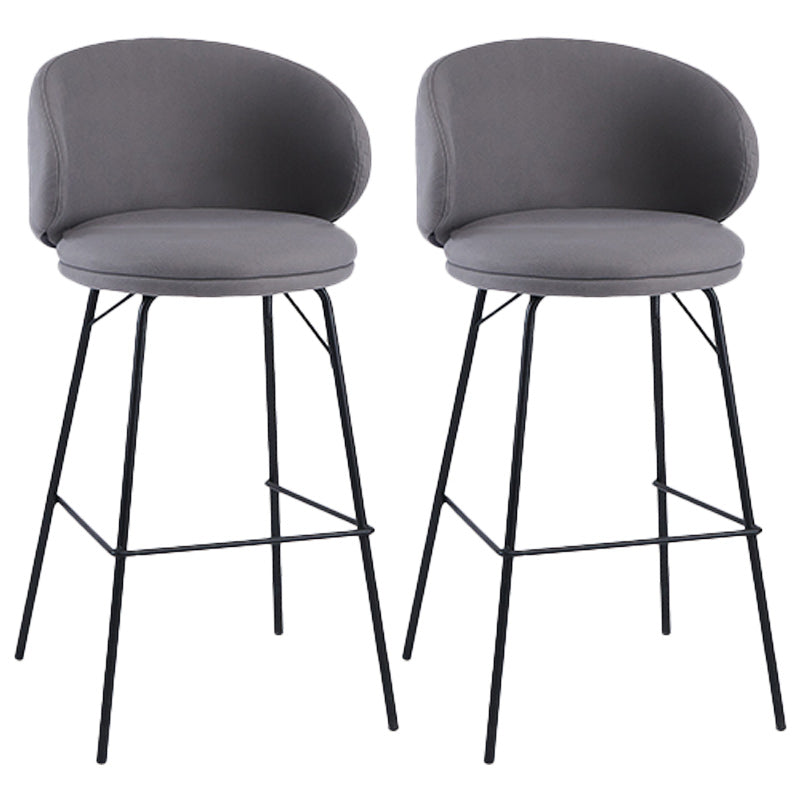 Modern Backrest Armless Counter Stool Upholstered Bar Stool with Metal 4 Legs Dark Gray 2 Piece Set Counter Stool(26"H) Clearhalo 'Bar Furniture' 'Bar Stools' 'bar_stools' 'furn' 'furn_bar_stools' 'Furniture' 'Kitchen & Dining Furniture' 5268320