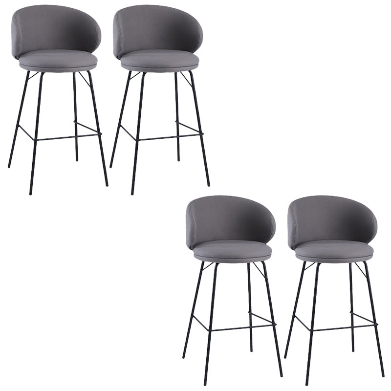 Modern Backrest Armless Counter Stool Upholstered Bar Stool with Metal 4 Legs Dark Gray 4 Piece Set Counter Stool(26"H) Clearhalo 'Bar Furniture' 'Bar Stools' 'bar_stools' 'furn' 'furn_bar_stools' 'Furniture' 'Kitchen & Dining Furniture' 5268321