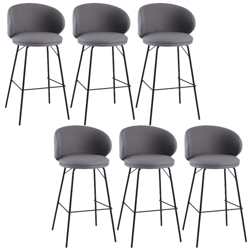 Modern Backrest Armless Counter Stool Upholstered Bar Stool with Metal 4 Legs Dark Gray 6 Piece Set Counter Stool(26"H) Clearhalo 'Bar Furniture' 'Bar Stools' 'bar_stools' 'furn' 'furn_bar_stools' 'Furniture' 'Kitchen & Dining Furniture' 5268322