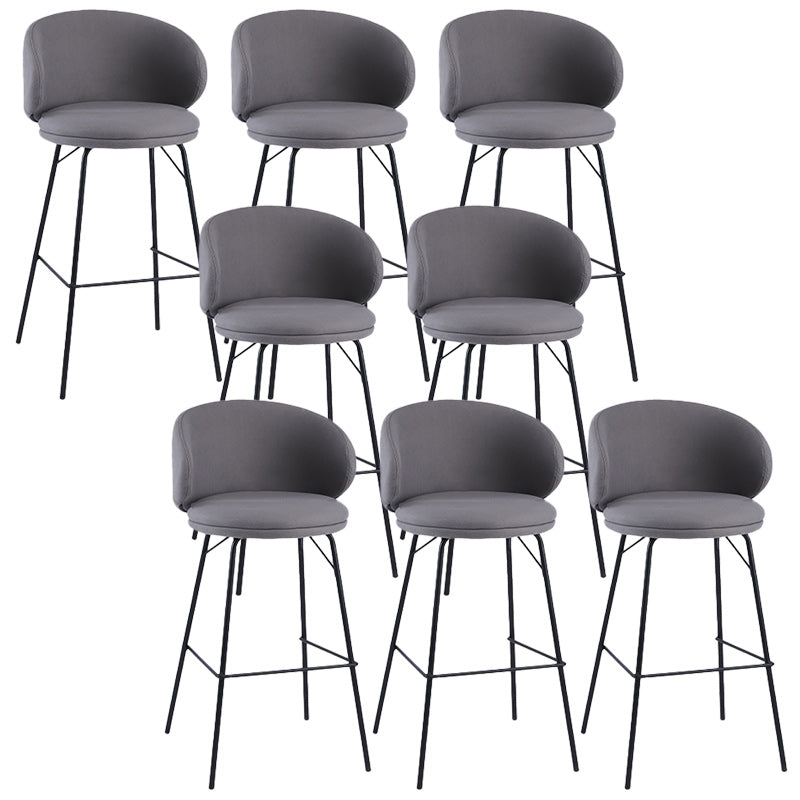 Modern Backrest Armless Counter Stool Upholstered Bar Stool with Metal 4 Legs Dark Gray 8 Piece Set Counter Stool(26"H) Clearhalo 'Bar Furniture' 'Bar Stools' 'bar_stools' 'furn' 'furn_bar_stools' 'Furniture' 'Kitchen & Dining Furniture' 5268323