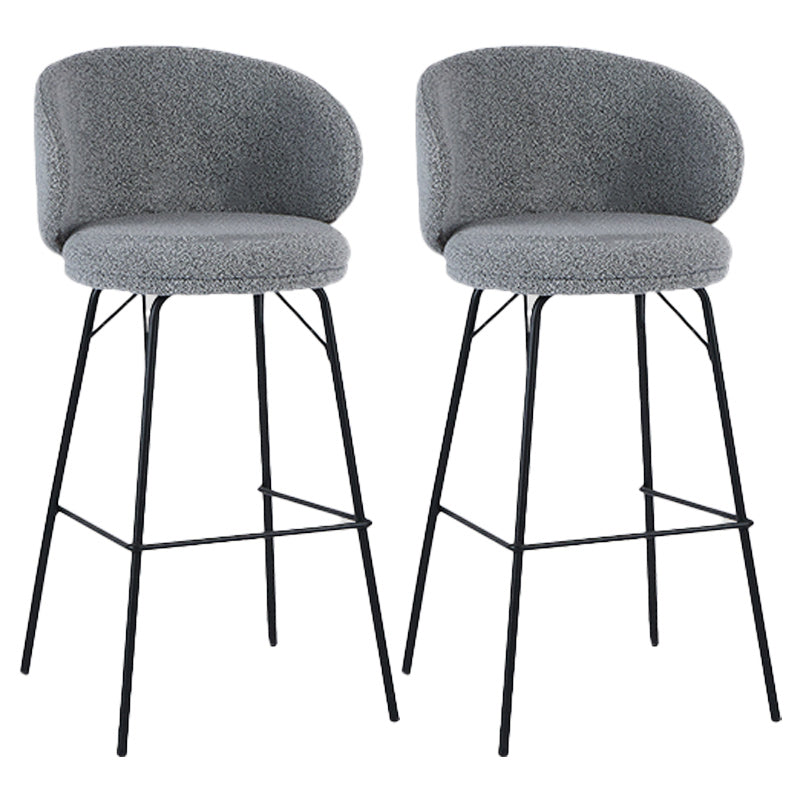 Modern Backrest Armless Counter Stool Upholstered Bar Stool with Metal 4 Legs Gray 2 Piece Set Bar Stool(30"H) Clearhalo 'Bar Furniture' 'Bar Stools' 'bar_stools' 'furn' 'furn_bar_stools' 'Furniture' 'Kitchen & Dining Furniture' 5268324