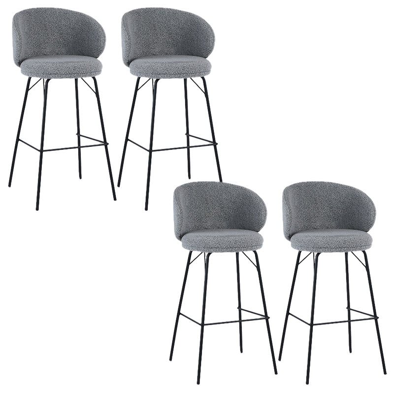 Modern Backrest Armless Counter Stool Upholstered Bar Stool with Metal 4 Legs Gray 4 Piece Set Bar Stool(30"H) Clearhalo 'Bar Furniture' 'Bar Stools' 'bar_stools' 'furn' 'furn_bar_stools' 'Furniture' 'Kitchen & Dining Furniture' 5268325