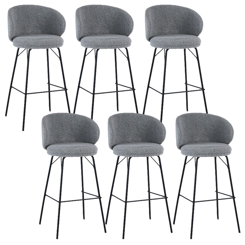 Modern Backrest Armless Counter Stool Upholstered Bar Stool with Metal 4 Legs Gray 6 Piece Set Bar Stool(30"H) Clearhalo 'Bar Furniture' 'Bar Stools' 'bar_stools' 'furn' 'furn_bar_stools' 'Furniture' 'Kitchen & Dining Furniture' 5268326