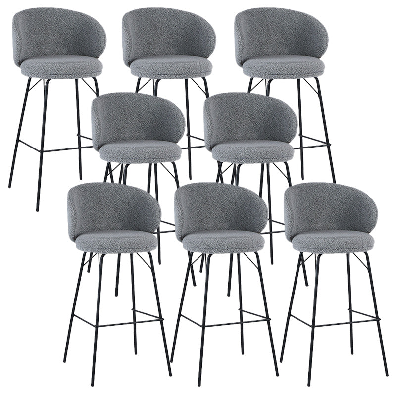 Modern Backrest Armless Counter Stool Upholstered Bar Stool with Metal 4 Legs Gray 8 Piece Set Bar Stool(30"H) Clearhalo 'Bar Furniture' 'Bar Stools' 'bar_stools' 'furn' 'furn_bar_stools' 'Furniture' 'Kitchen & Dining Furniture' 5268327