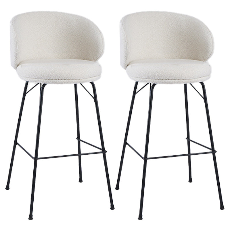 Modern Backrest Armless Counter Stool Upholstered Bar Stool with Metal 4 Legs White 2 Piece Set Bar Stool(30"H) Clearhalo 'Bar Furniture' 'Bar Stools' 'bar_stools' 'furn' 'furn_bar_stools' 'Furniture' 'Kitchen & Dining Furniture' 5268328