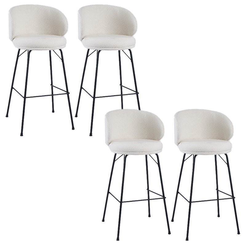 Modern Backrest Armless Counter Stool Upholstered Bar Stool with Metal 4 Legs White 4 Piece Set Bar Stool(30"H) Clearhalo 'Bar Furniture' 'Bar Stools' 'bar_stools' 'furn' 'furn_bar_stools' 'Furniture' 'Kitchen & Dining Furniture' 5268329