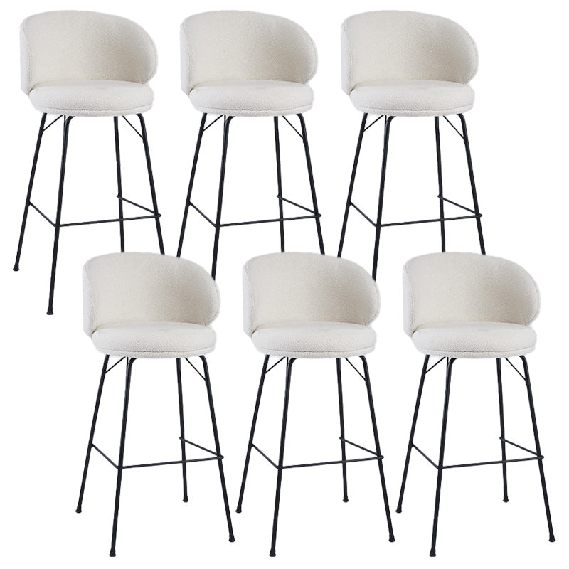 Modern Backrest Armless Counter Stool Upholstered Bar Stool with Metal 4 Legs White 6 Piece Set Bar Stool(30"H) Clearhalo 'Bar Furniture' 'Bar Stools' 'bar_stools' 'furn' 'furn_bar_stools' 'Furniture' 'Kitchen & Dining Furniture' 5268330
