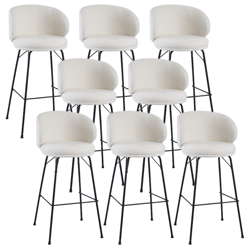 Modern Backrest Armless Counter Stool Upholstered Bar Stool with Metal 4 Legs White 8 Piece Set Bar Stool(30"H) Clearhalo 'Bar Furniture' 'Bar Stools' 'bar_stools' 'furn' 'furn_bar_stools' 'Furniture' 'Kitchen & Dining Furniture' 5268331