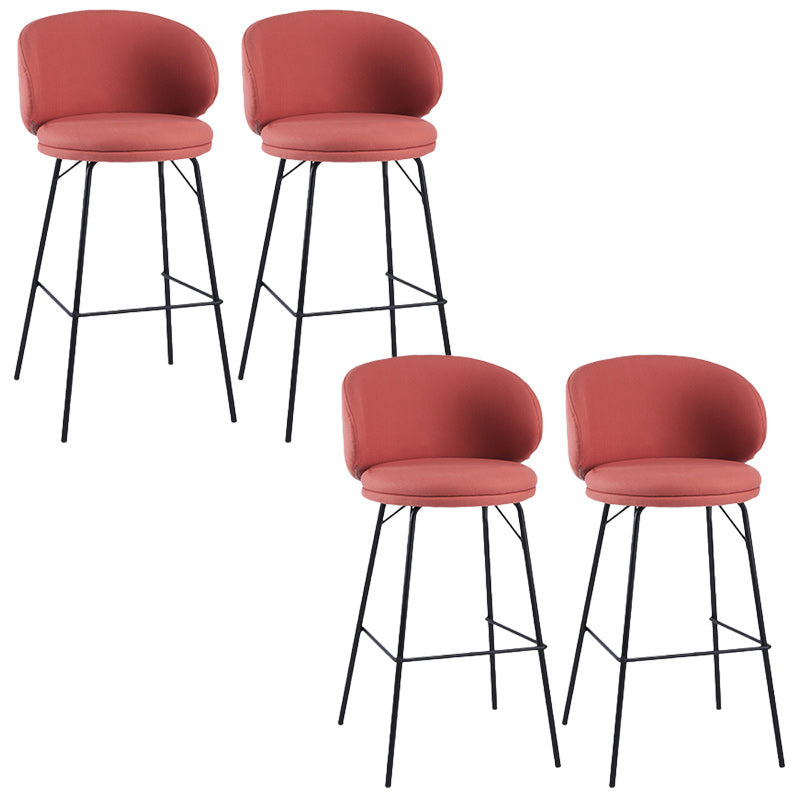 Modern Backrest Armless Counter Stool Upholstered Bar Stool with Metal 4 Legs Red 4 Piece Set Bar Stool(30"H) Clearhalo 'Bar Furniture' 'Bar Stools' 'bar_stools' 'furn' 'furn_bar_stools' 'Furniture' 'Kitchen & Dining Furniture' 5268333